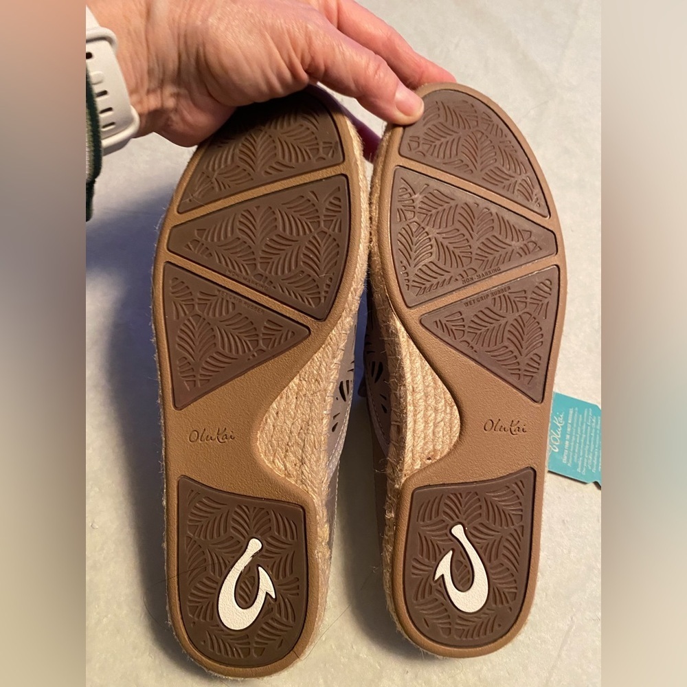 Olukai Women’s Kaula Olu Lli Poi Miles Size 8.5 Espadrille Leather Slip On NWT - Picture 6 of 6